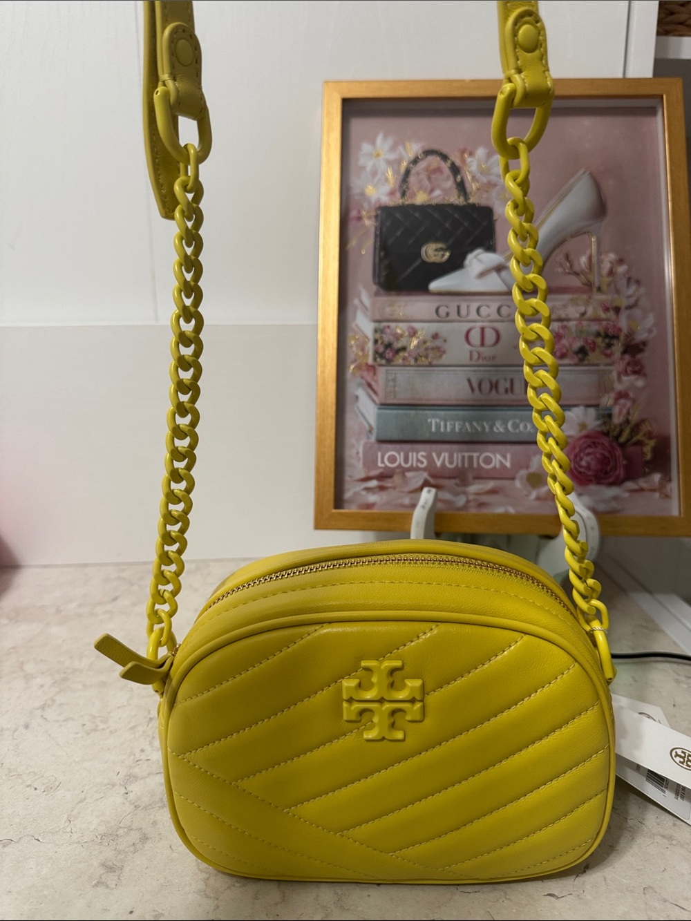 Tory Burch Kira Lemon Quilted Leather Crossbody NWT and Dusty - Picture 3 of 6